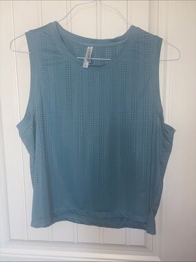 Breathable Perforated Tank Top in Dusty Blue - Women's Activewear
